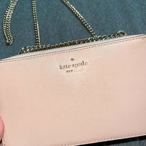 Pink Kate Spade purse w/ long chain strap